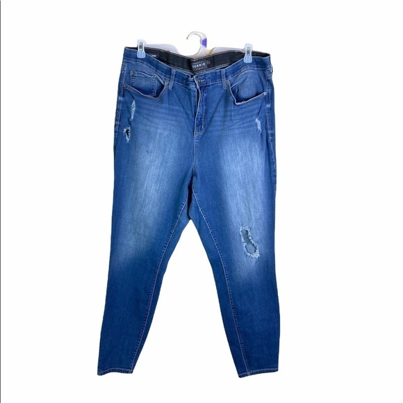 Torrid Sky High Skinny Plus 24T Jeans Distressed Pants Denim - Picture 1 of 9